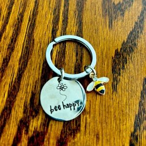 Bee happy keychain with charms “Bee Happy” and a bee
